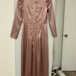 Sophisticated Mauve Button-Up Midi Dress